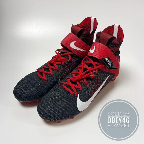 Nike Alpha Menace Elite 2 Flyknit Football Cleats Black/Red BV2077-009 Size 15 - Picture 2 of 7